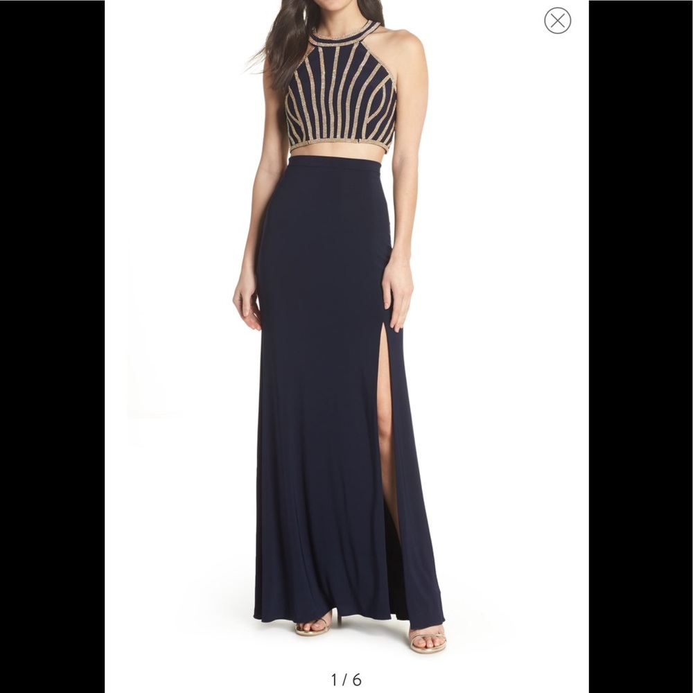 XSCAPE TWO PIECE BEADED DRESS size 2 Nordstroms